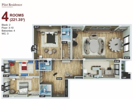 4 otaqlı yeni tikili - İçəri Şəhər m. - 221.4 m²