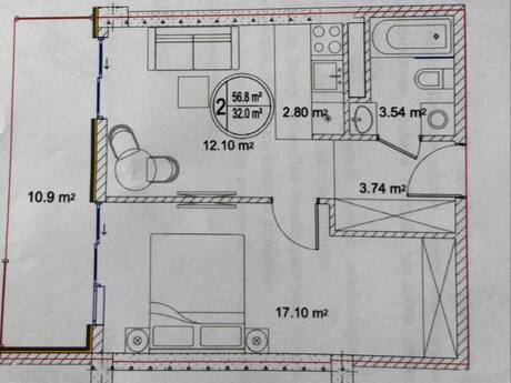 2 otaqlı mənzil, 56,8 m², Sea Breeze: 205 000 ₼ 2