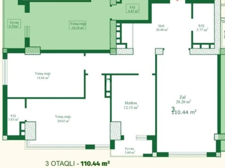 3 otaqlı yeni tikili - Nizami m. - 110.4 m²