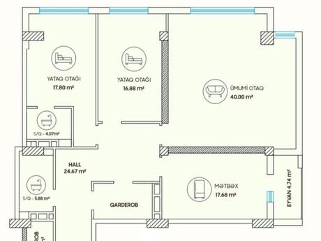 3 otaqlı mənzil, 135 m², Yasamal: 270 000 ₼ 2
