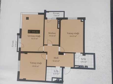3 otaqlı yeni tikili - Gənclik m. - 115.4 m²