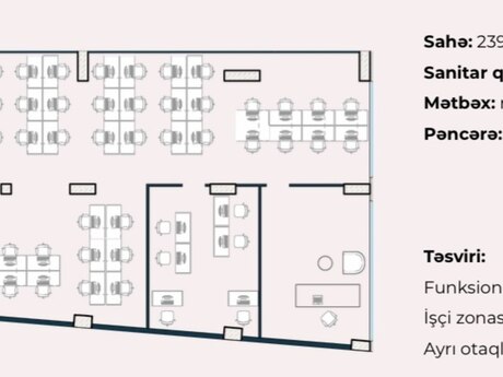 4 otaqlı ofis - Ağ şəhər q. - 239 m²