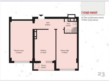 2 otaqlı yeni tikili - Şah İsmayıl Xətai m. - 82.7 m²