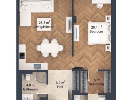 2-комн. новостройка - пос. Sea Breeze - 101.9 м²