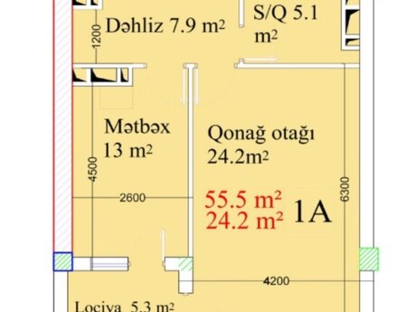 1-комн. новостройка - пос. Бинагади - 56 м²