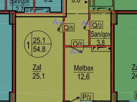 1 otaqlı yeni tikili - Gənclik m. - 55 m²