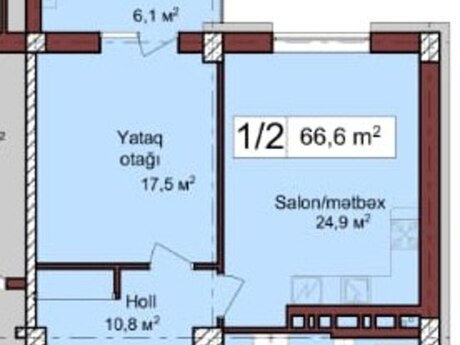 1 otaqlı yeni tikili - Həzi Aslanov m. - 66.6 m²