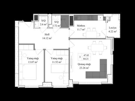 3 otaqlı mənzil, 106 m², Avtovağzal: 260 190 ₼ 2