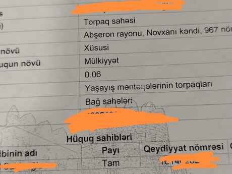 Torpaq - Novxanı q. - 6 sot