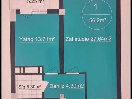 1-комн. новостройка - м. Азадлыг проспекти - 56.2 м²