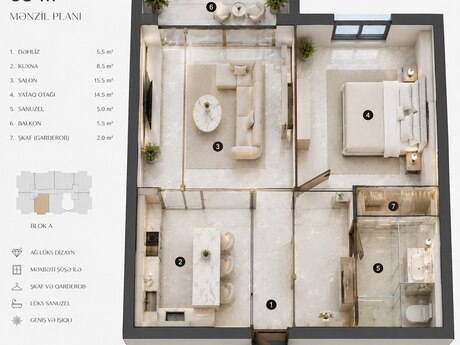 2 otaqlı yeni tikili - Xətai r. - 65 m²