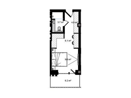 1-комн. новостройка - пос. Нардаран - 37.5 м²
