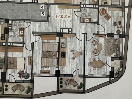 4 otaqlı yeni tikili - Bakıxanov q. - 122.2 m²