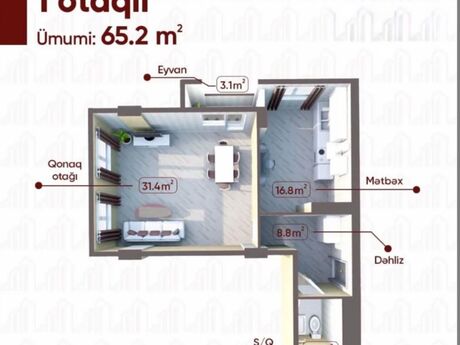 2 otaqlı yeni tikili - Azadlıq Prospekti m. - 65.2 m²