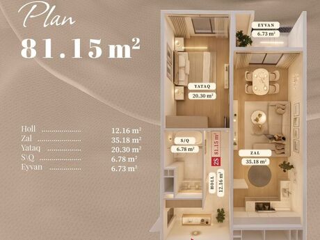 2-комн. новостройка - пос. Аг шехер - 81.1 м²