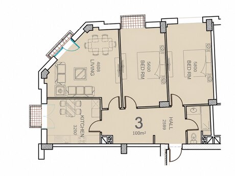 3 otaqlı yeni tikili - Ağ şəhər q. - 100 m²