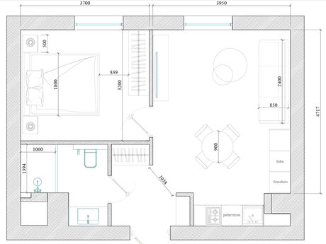 2-комн. новостройка - пос. Аг шехер - 44.5 м²