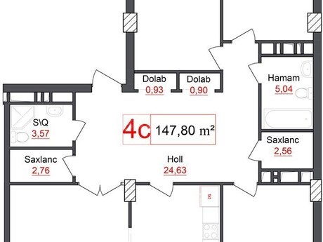 4 otaqlı yeni tikili - Elmlər Akademiyası m. - 147.8 m²