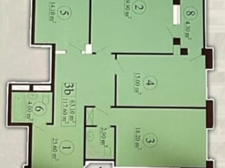 3 otaqlı yeni tikili - 28 May m. - 117.6 m²
