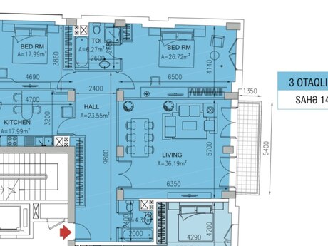 3 otaqlı yeni tikili - Ağ şəhər q. - 144 m²