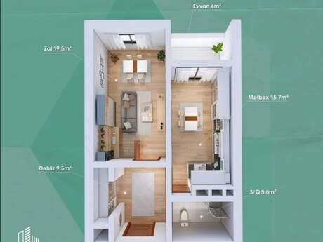 1-комн. новостройка - м. Ази Асланов - 55 м²