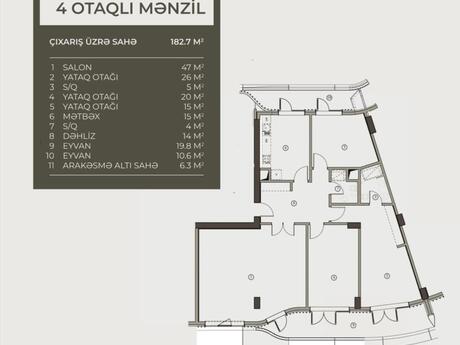 4-комн. новостройка - пос. Аг шехер - 182.7 м²