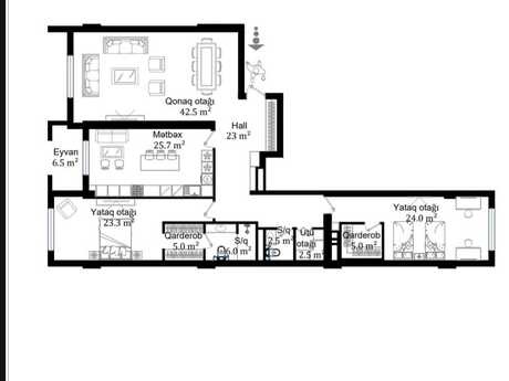 3-комн. новостройка - Наримановский р. - 166 м²