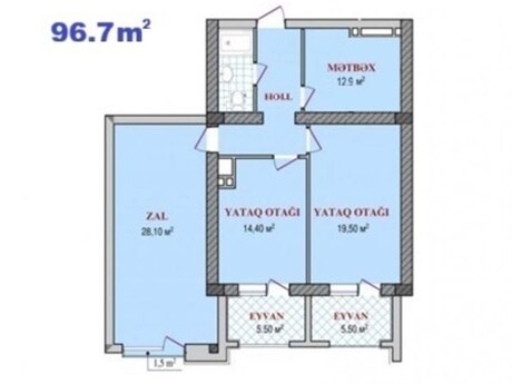 2 otaqlı yeni tikili - Gənclik m. - 96.6 m²