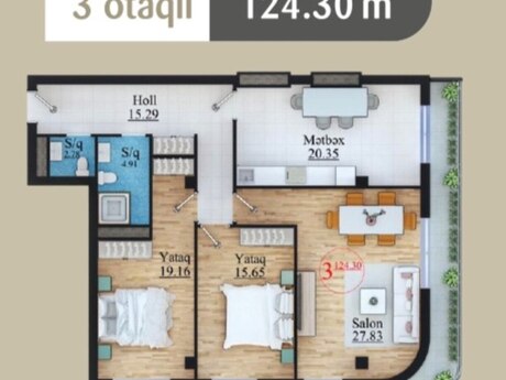 3-комн. новостройка - м. Низами - 125 м²