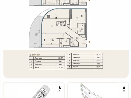 3-комн. новостройка - пос. Sea Breeze - 121.8 м²