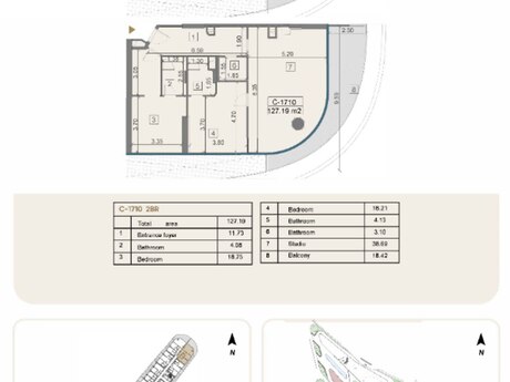 3-комн. новостройка - пос. Sea Breeze - 127.2 м²