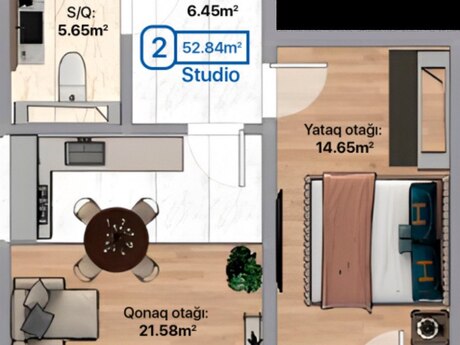 2 otaqlı yeni tikili - Xırdalan - 53 m²