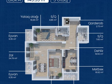 3-room apartment, 145 m², Lake City: 428 782 ₼ 5