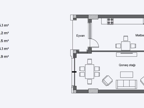 2 otaqlı yeni tikili - Koroğlu m. - 79.3 m²