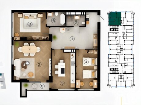3 otaqlı yeni tikili - Ağ şəhər q. - 127 m²