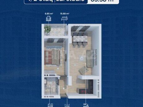 2 otaqlı yeni tikili - Koroğlu m. - 65 m²