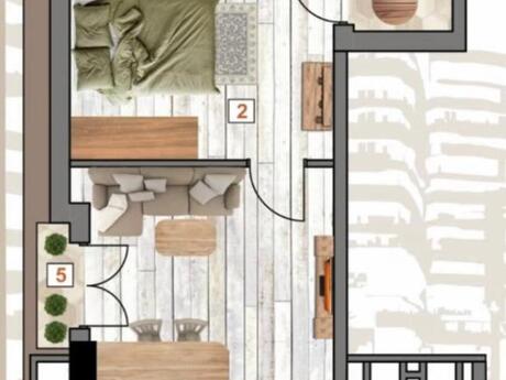 2 otaqlı yeni tikili - Bakıxanov q. - 43 m²