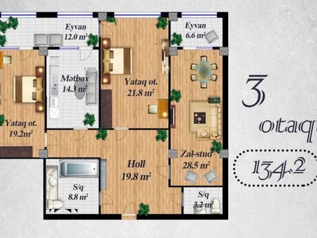 3-room apartment, 134 m², Nərimanov: 336 000 ₼ 2