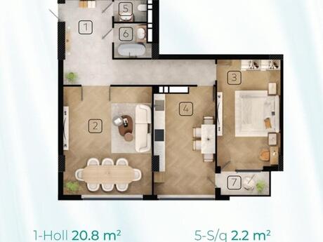 2-комнатная квартира, 108 м², BCR Olimpik: 295 000 ₼ 5