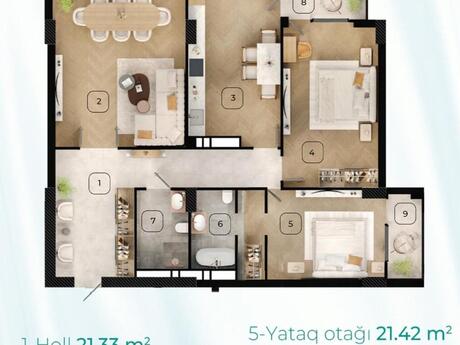 3-room apartment, 146 m², BCR Olimpik: 380 000 ₼ 5
