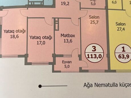 3-комн. новостройка - м. Нариман Нариманов - 113 м²