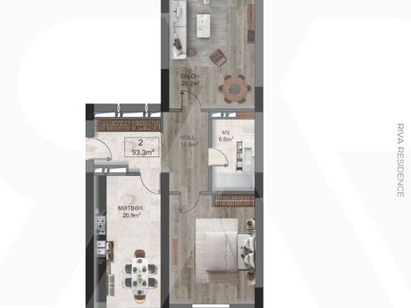 2 otaqlı mənzil, 103 m², Riva Residence: 329 000 ₼ 3