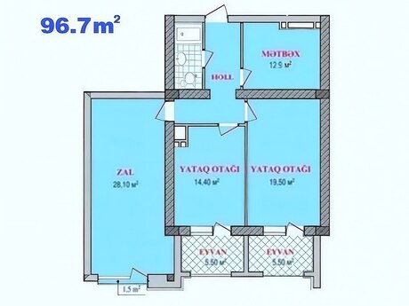 3 otaqlı mənzil, 97 m², Grand Plaza: 329 000 ₼ 2