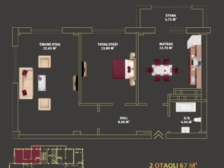 2 otaqlı mənzil, 67 m², Həzi Aslanov: 155 000 ₼ 3