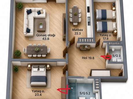 4-room apartment, 144 m², Gənclik: 369 000 ₼ 3