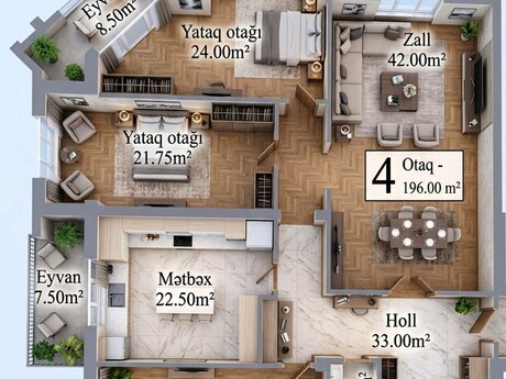 4 otaqlı mənzil, 196 m², Nəriman Nərimanov: 488 000 ₼ 2