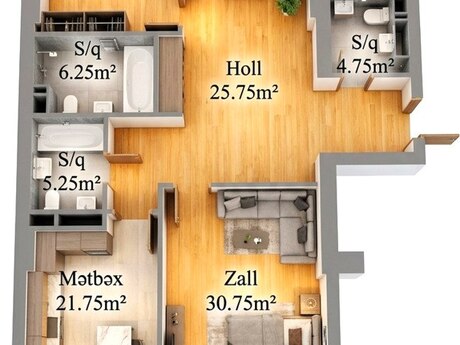 3 otaqlı mənzil, 155 m², Nəriman Nərimanov: 449 000 ₼ 2