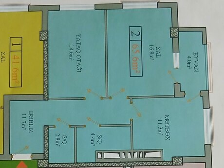 2 otaqlı mənzil, 65,6 m², Əmircan: 150 000 ₼ 3