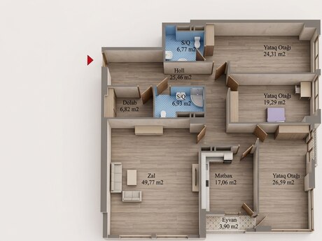 4 otaqlı mənzil, 188 m², Triumph Palace: 579 000 ₼ 2