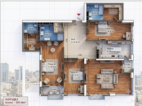4-комнатная квартира, 232 м², Triumph Palace: 635 000 ₼ 2